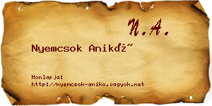 Nyemcsok Anikó névjegykártya